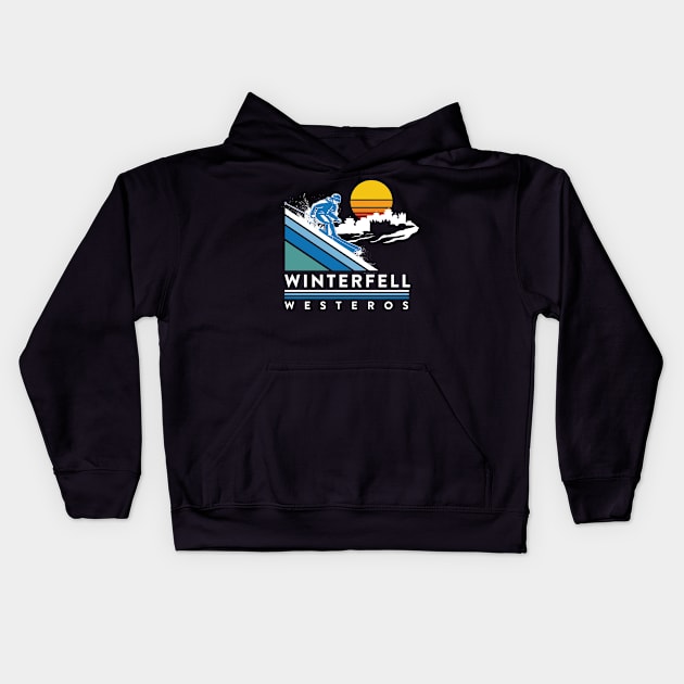 Skiing Vacation Kids Hoodie by MindsparkCreative